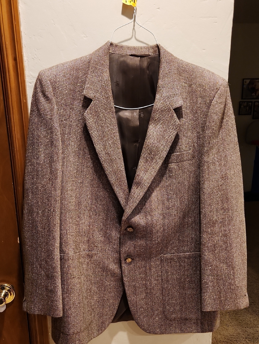Men's Brown Herringbone Sport Coat - Tailored Two-Button Blazer